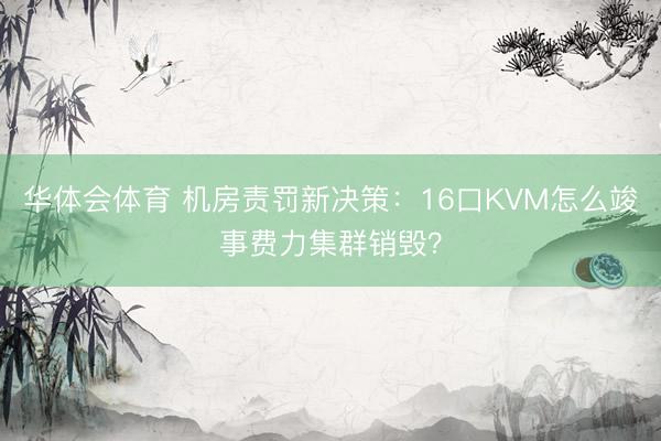 华体会体育 机房责罚新决策：16口KVM怎么竣事费力集群销毁？