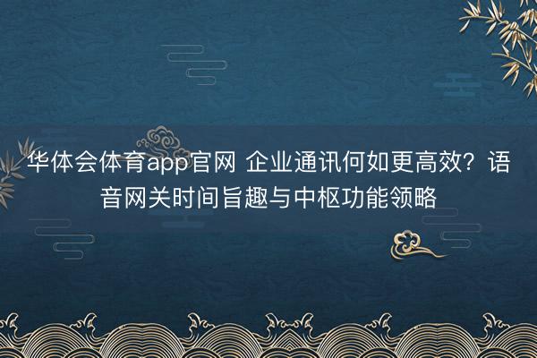 华体会体育app官网 企业通讯何如更高效？语音网关时间旨趣与中枢功能领略